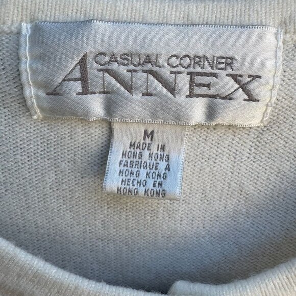 Casual Corner Annex Womens Cream Knit Cardigan & Short Sleeve Top Sweater Set M - Picture 4 of 11